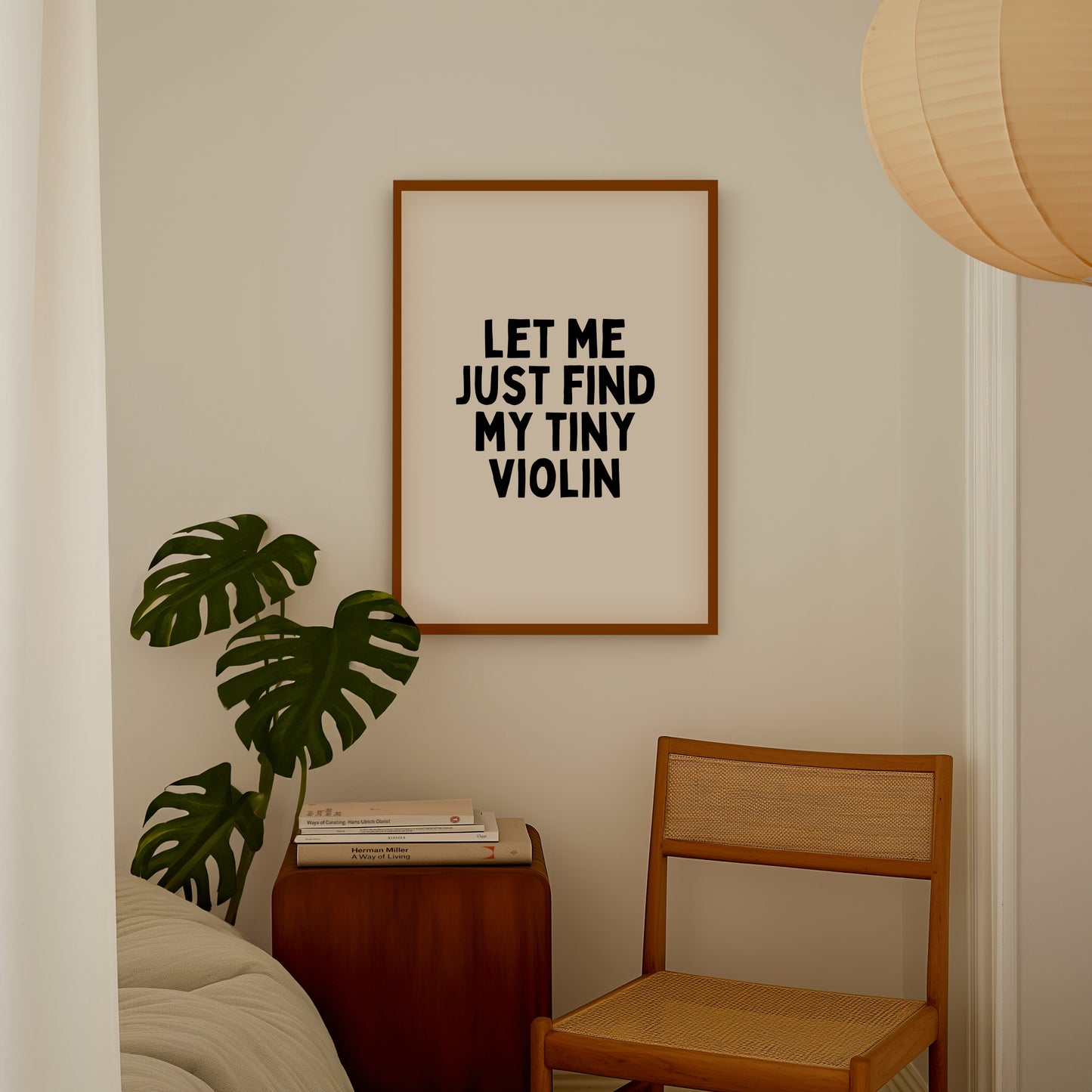 Let Me Just Find My Tiny Violin | Black and Cream | Art Print