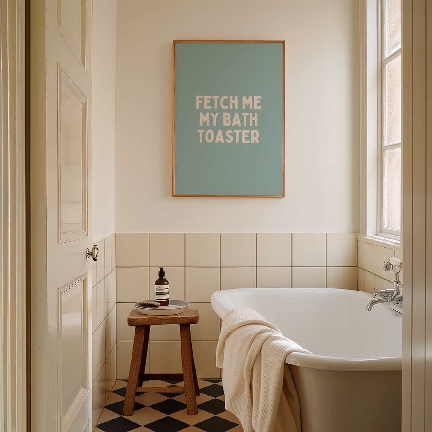 Fetch Me My Bath Toaster | Cream and Seafoam | Art Print