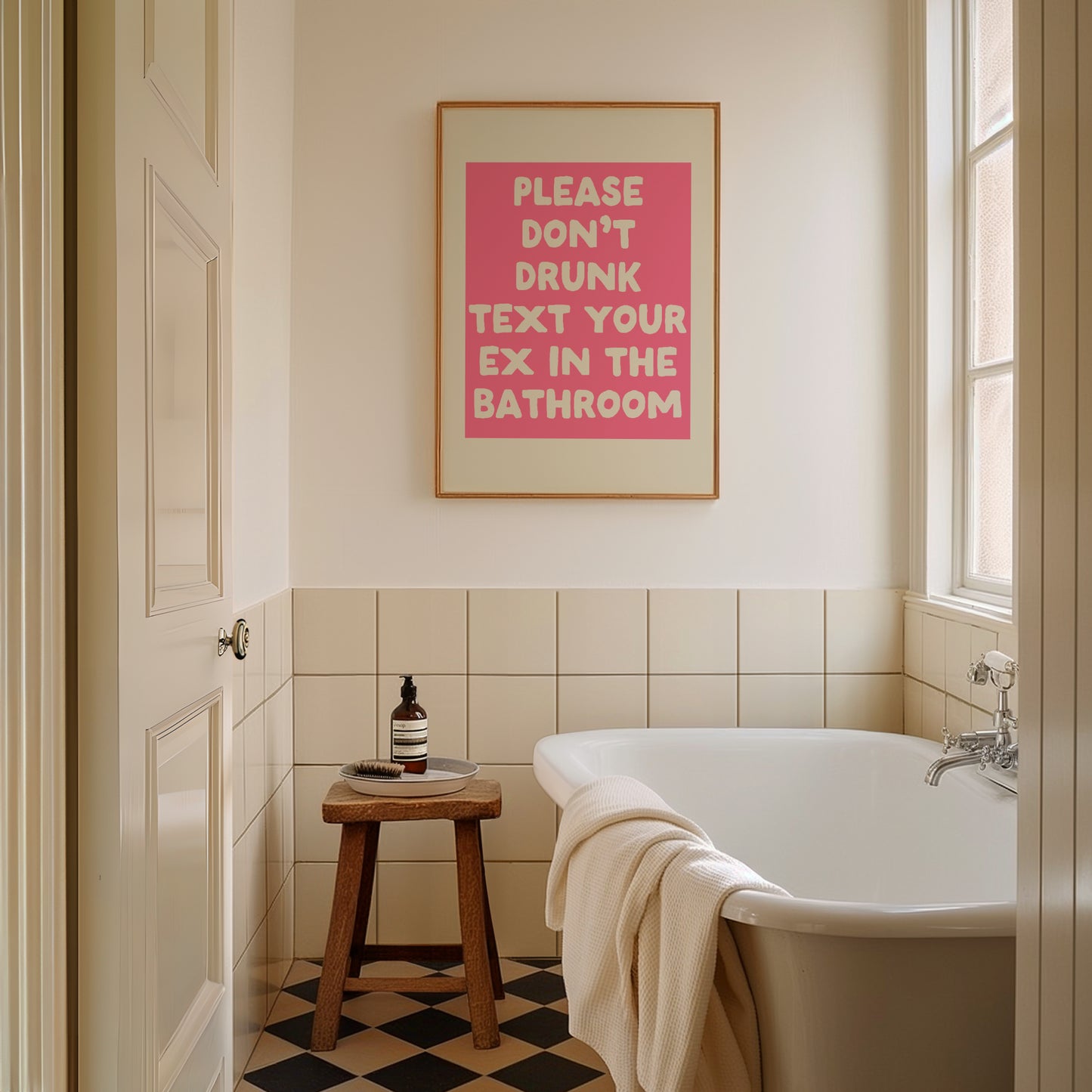 Digital Download | Please Don't Drunk Text Your Ex In The Bathroom | Pink and Cream