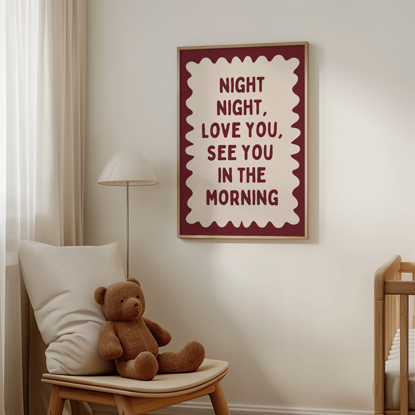 Night Night, Love You | Plum and Cream | Wall Art Print