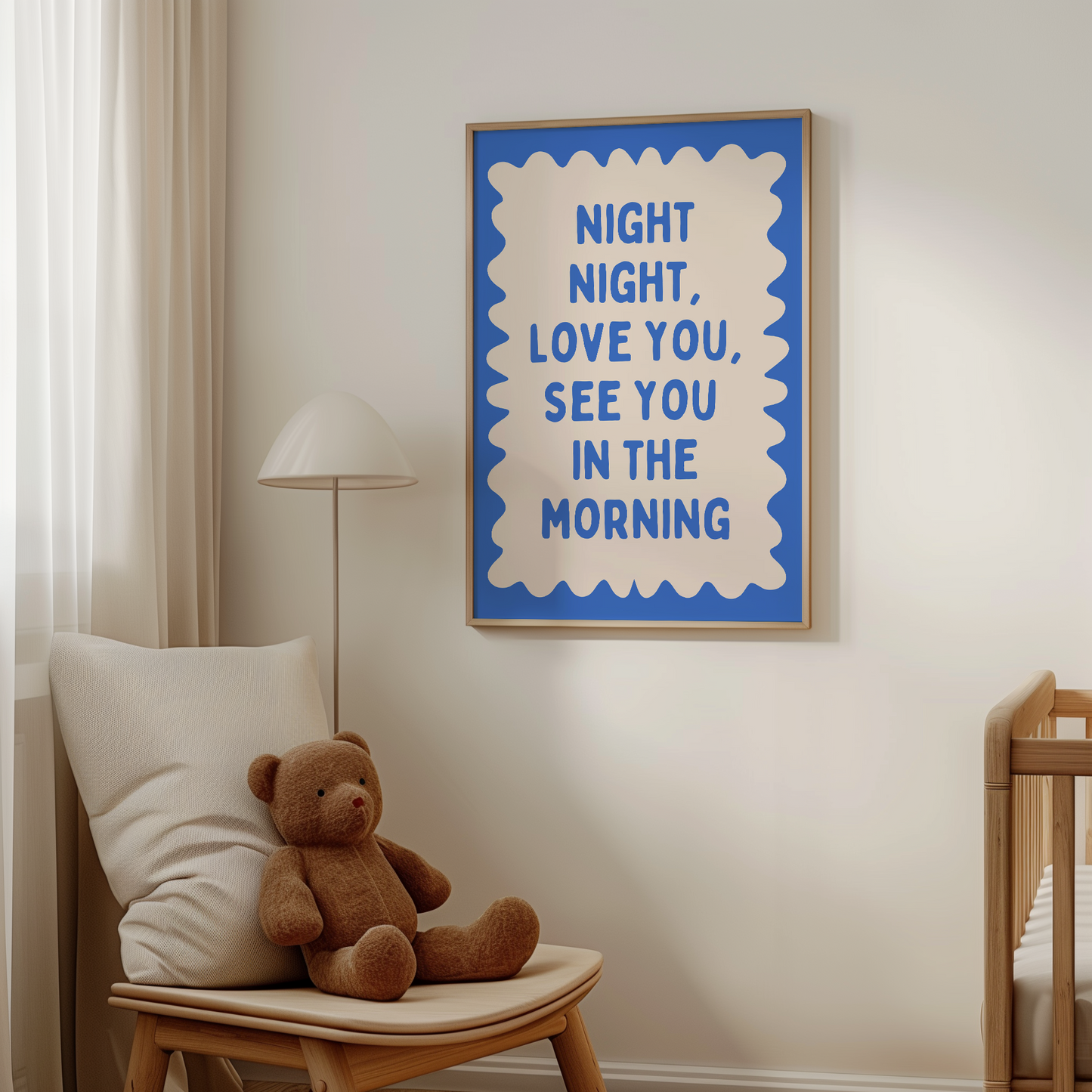 Night Night, Love You | True Blue and Cream | Wall Art Print