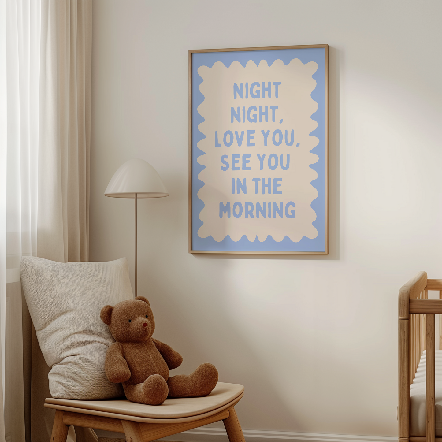 Night Night, Love You | Cornflower and Cream | Wall Art Print