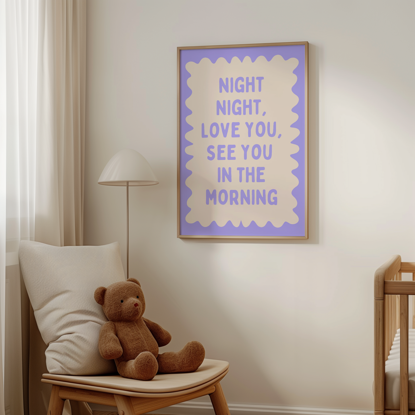 Night Night, Love You | Periwinkle and Cream | Wall Art Print