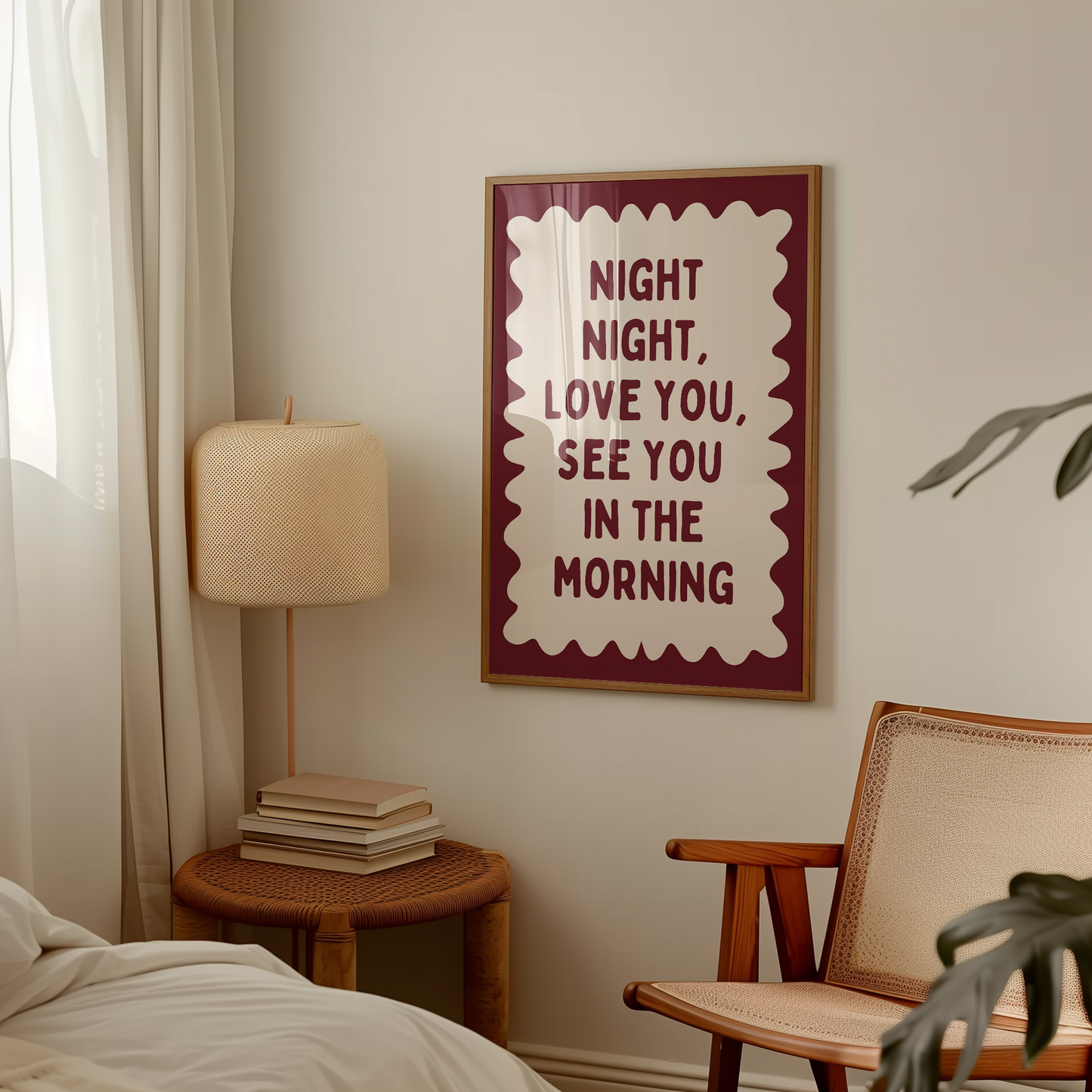 Night Night, Love You | Plum and Cream | Wall Art Print