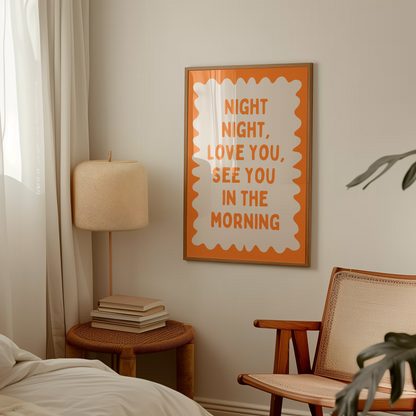 Night Night, Love You | Orange and Cream | Wall Art Print