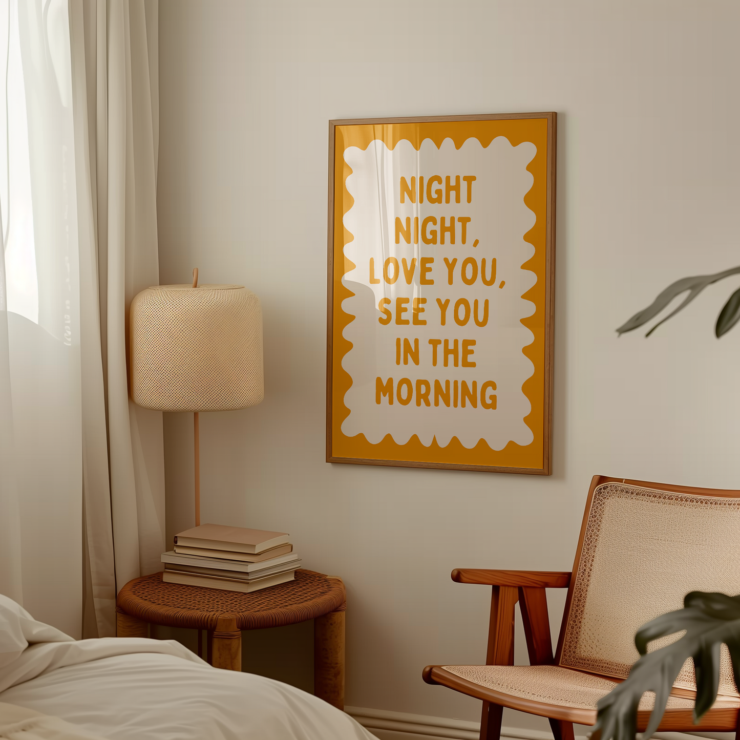 Night Night, Love You | Mustard and Cream | Wall Art Print