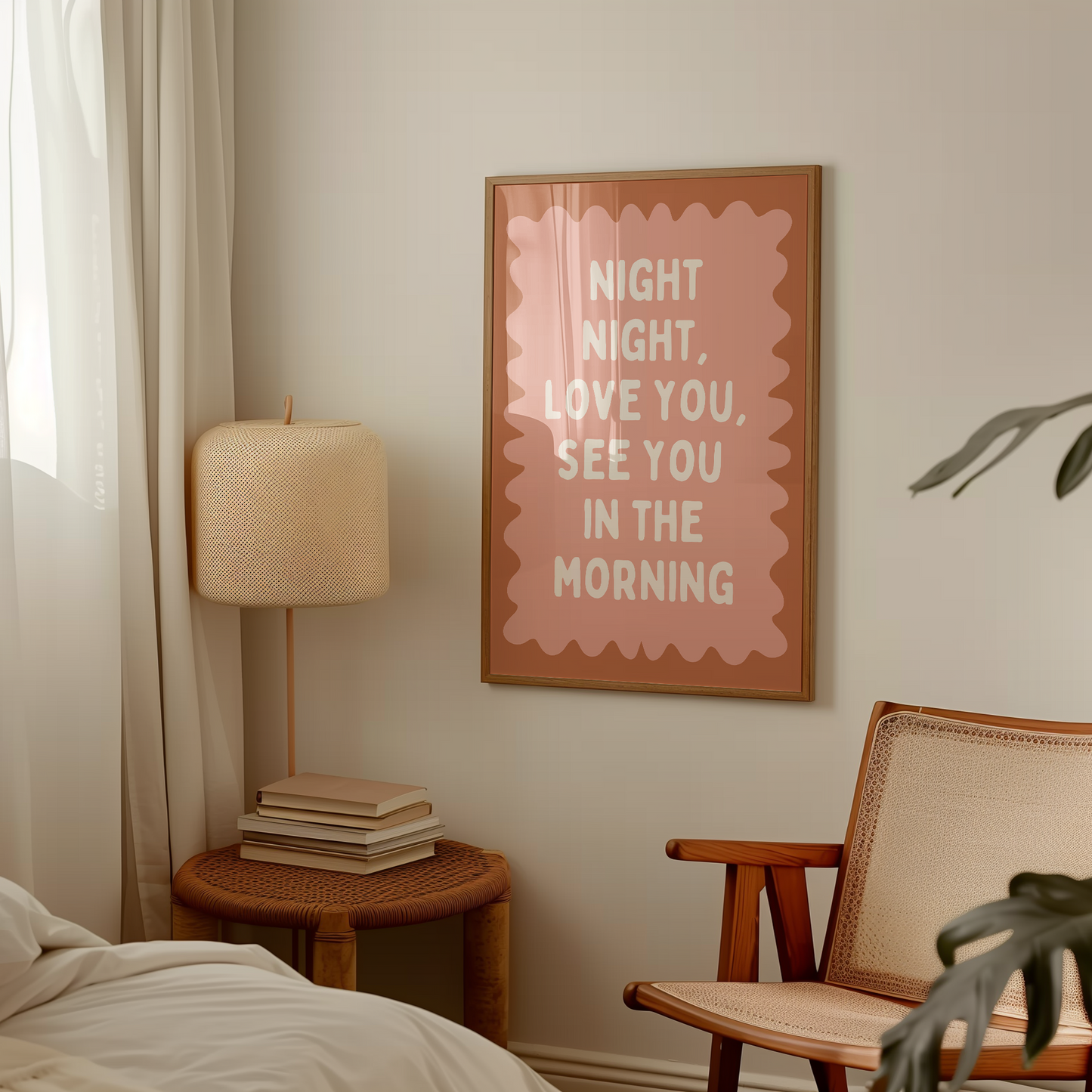 Night Night, Love You | Tan, Peach and Cream | Wall Art Print