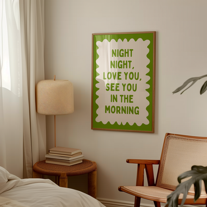 Night Night, Love You | Pear and Cream | Wall Art Print