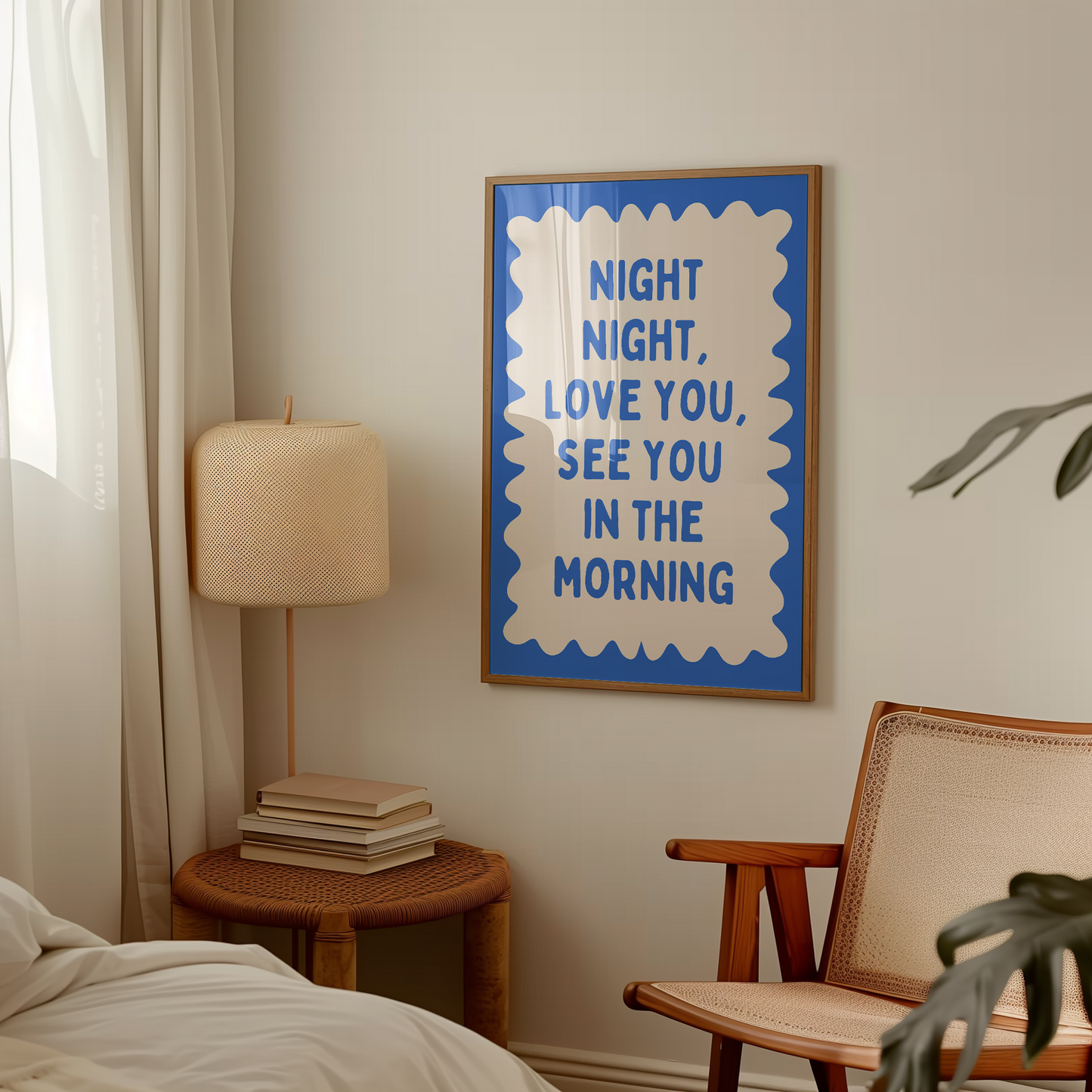 Night Night, Love You | True Blue and Cream | Wall Art Print