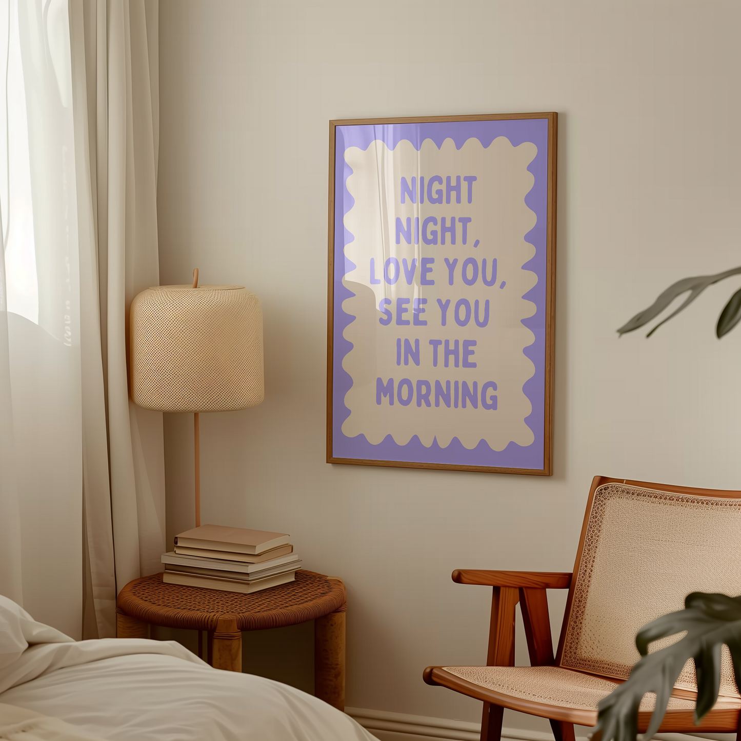 Night Night, Love You | Periwinkle and Cream | Wall Art Print