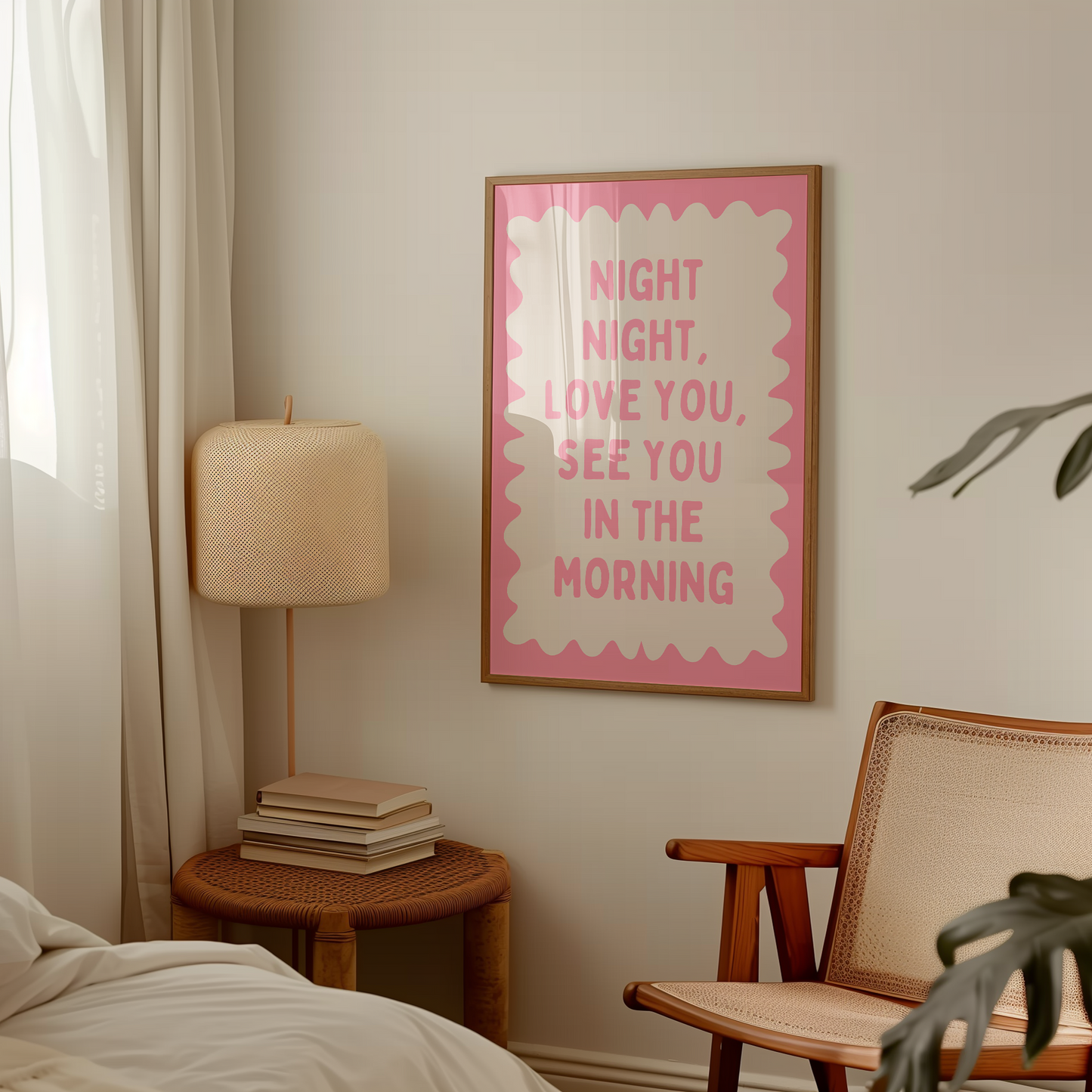 Night Night, Love You | Blush and Cream | Wall Art Print