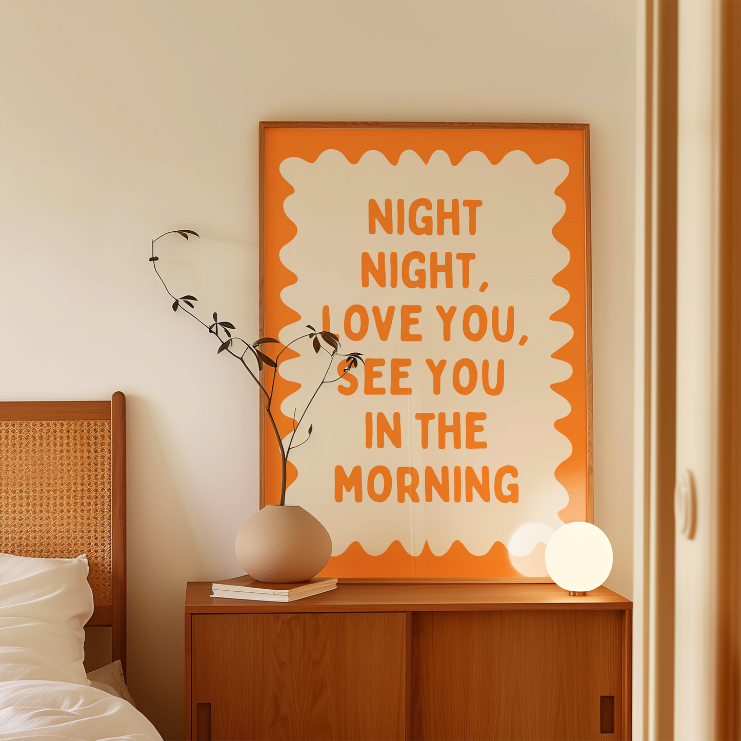 Night Night, Love You | Orange and Cream | Wall Art Print