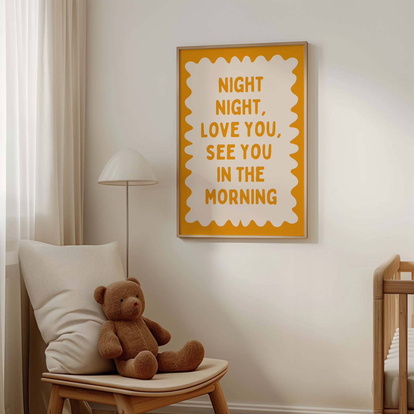 Night Night, Love You | Mustard and Cream | Wall Art Print