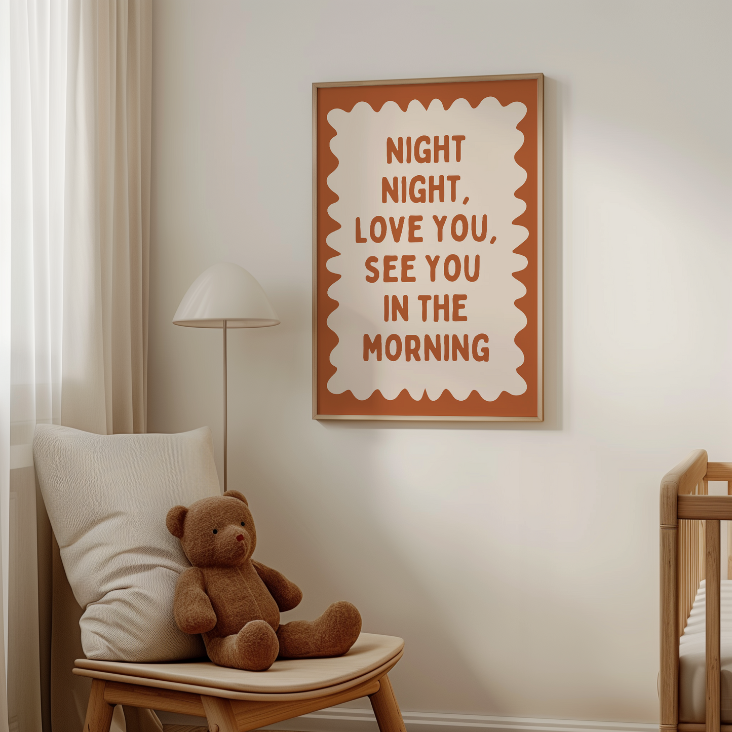 Night Night, Love You | Rust and Cream | Wall Art Print