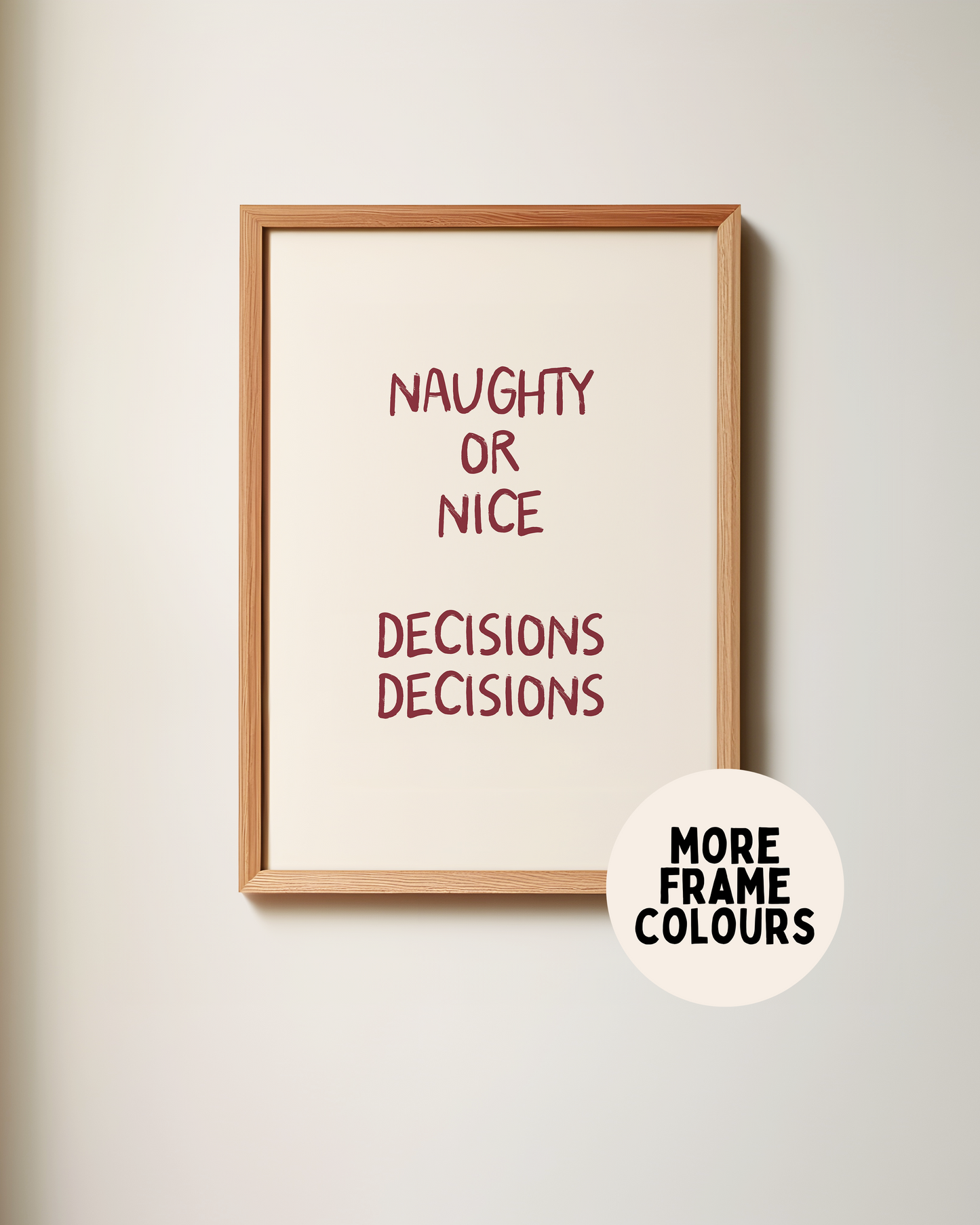 Naughty Or Nice | Plum & Cream | Christmas Art Print