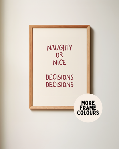 Naughty Or Nice | Plum & Cream | Christmas Art Print