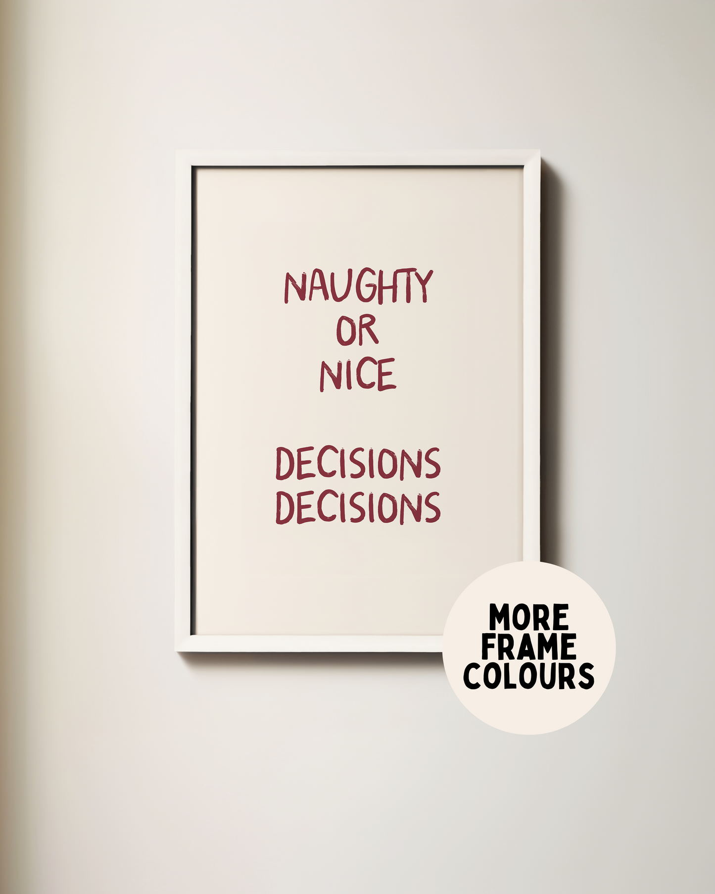 Naughty Or Nice | Plum & Cream | Christmas Art Print