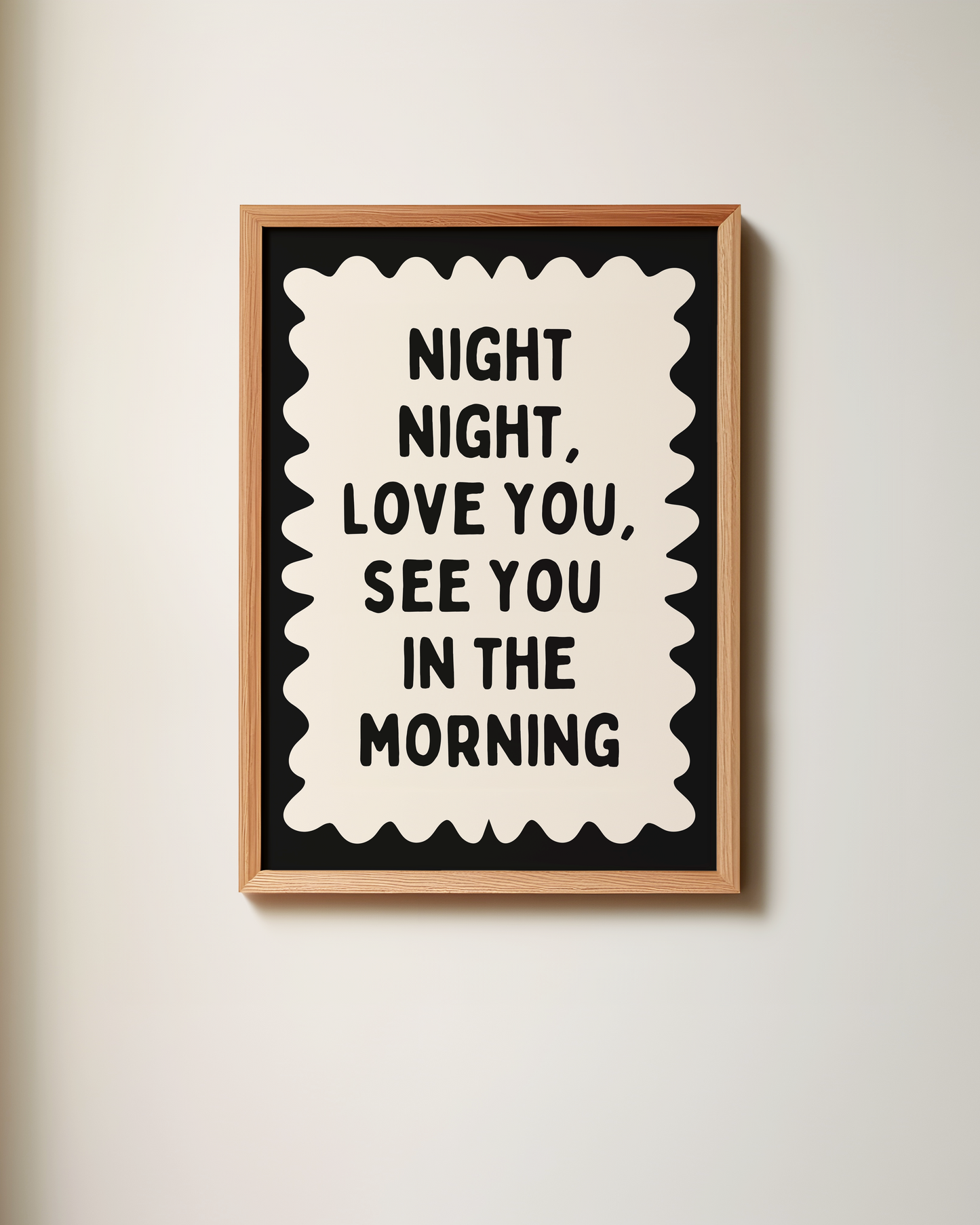 Night Night, Love You | Black and Cream | Art Print