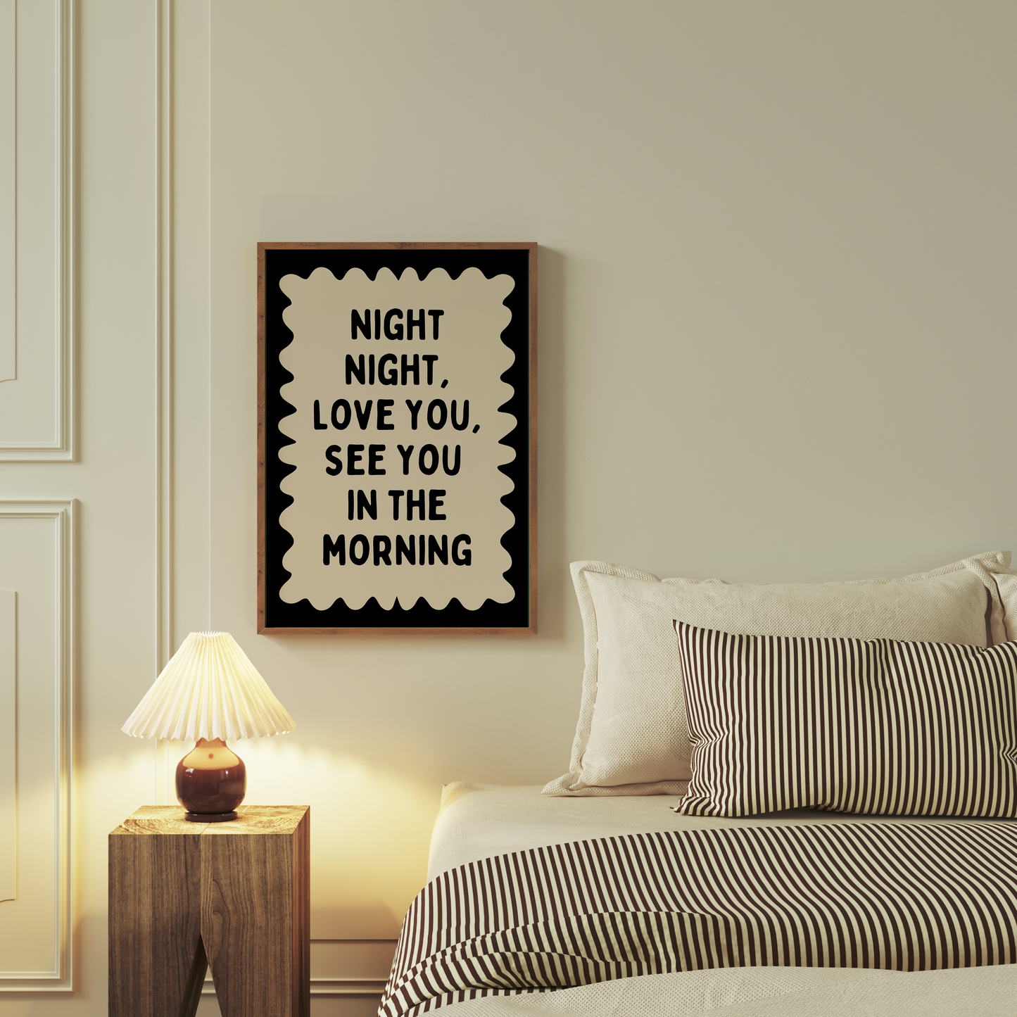 Night Night, Love You | Black and Cream | Art Print