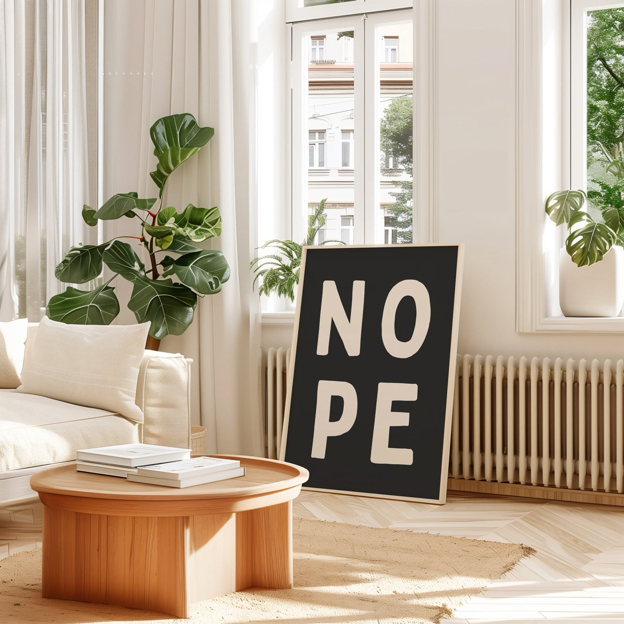 Nope | Cream & Charcoal | Art Print