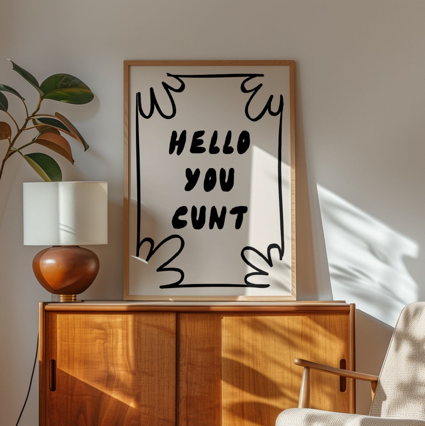 Hello You Cunt | Black and Cream | Black and Cream | Art Print