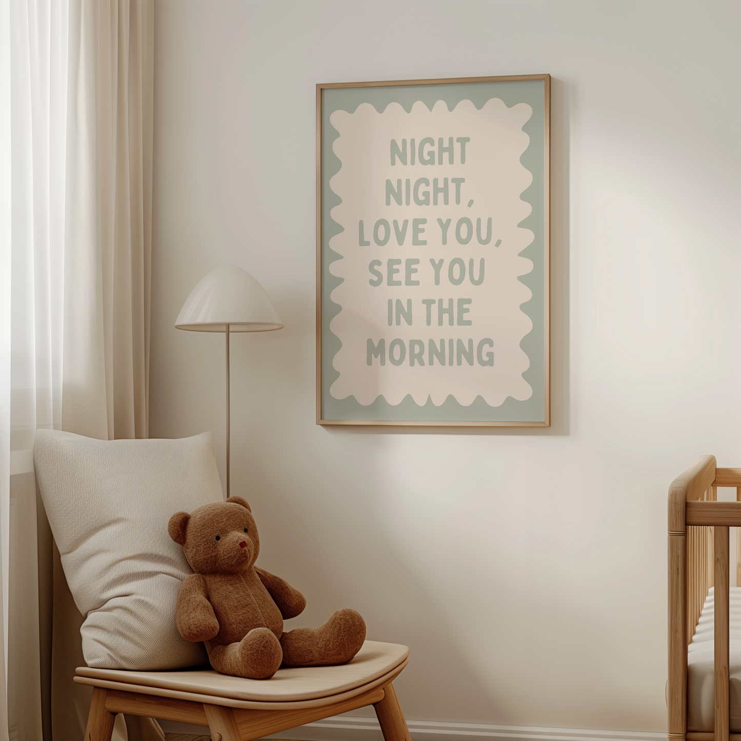 Night Night, Love You, See You In The Morning | Tranquil Green | Art Print