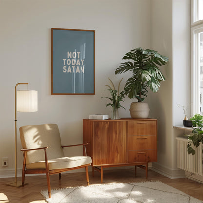 No Today Satan | Cream and Dusty Blue | Art Print