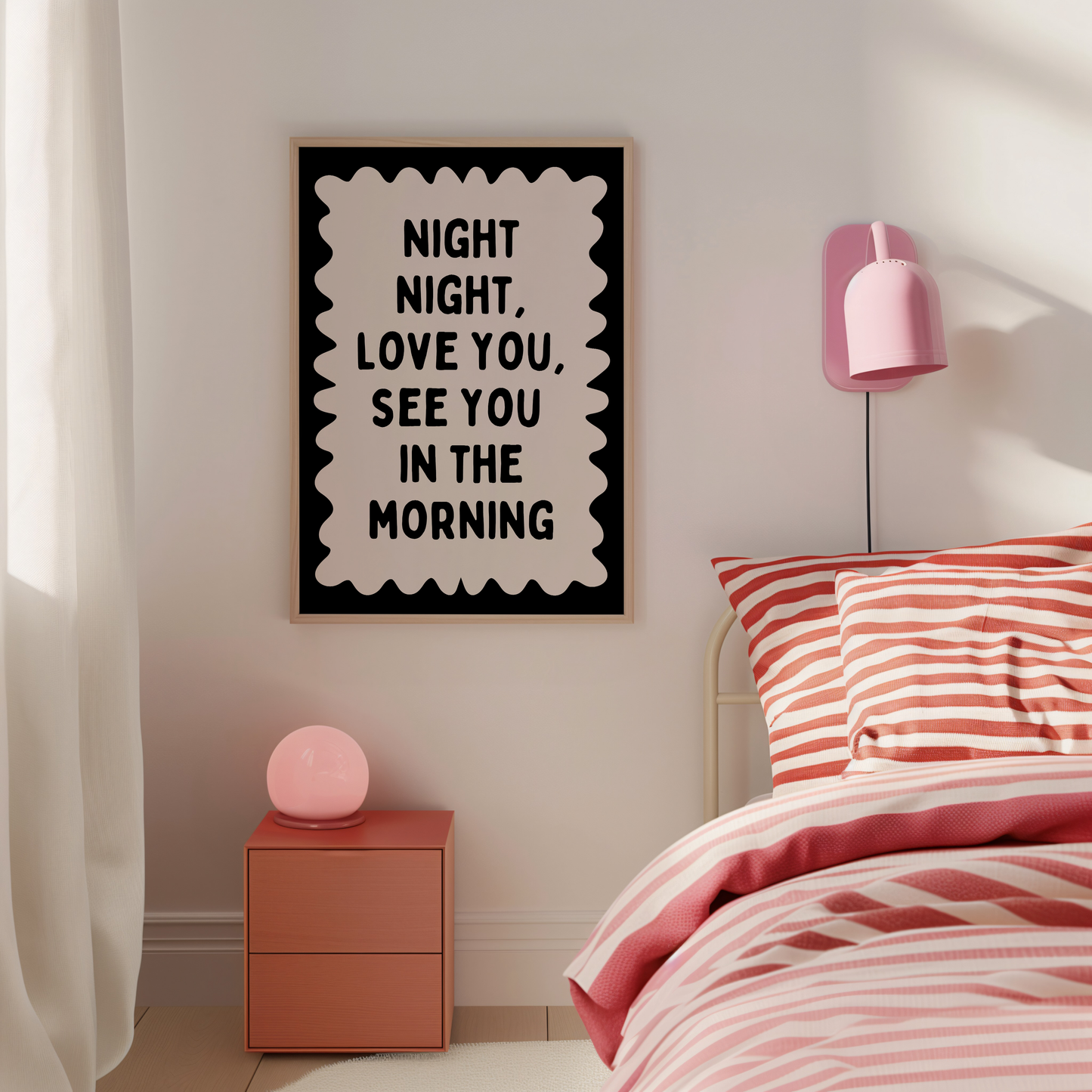 Night Night, Love You | Black and Cream | Art Print