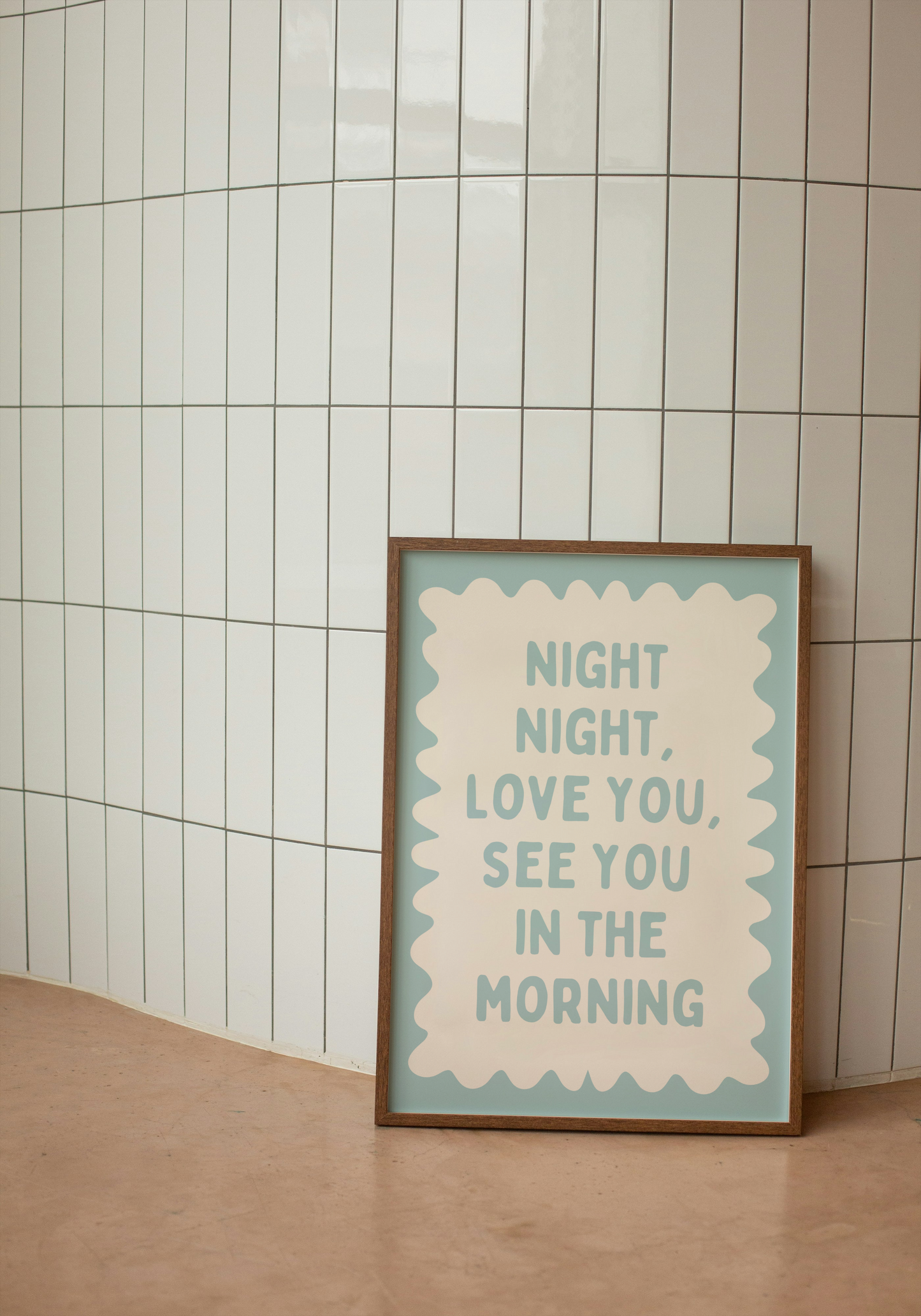 Night Night, Love You | Seafoam and Cream | Art Print