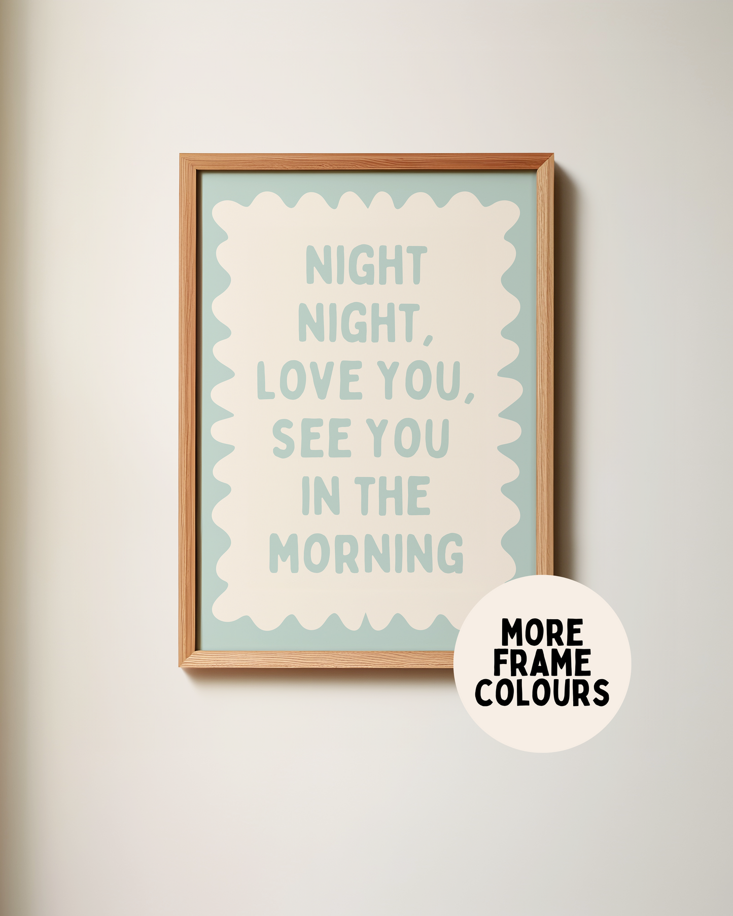 Framed | Night Night, Love You | Seafoam and Cream | Art Print