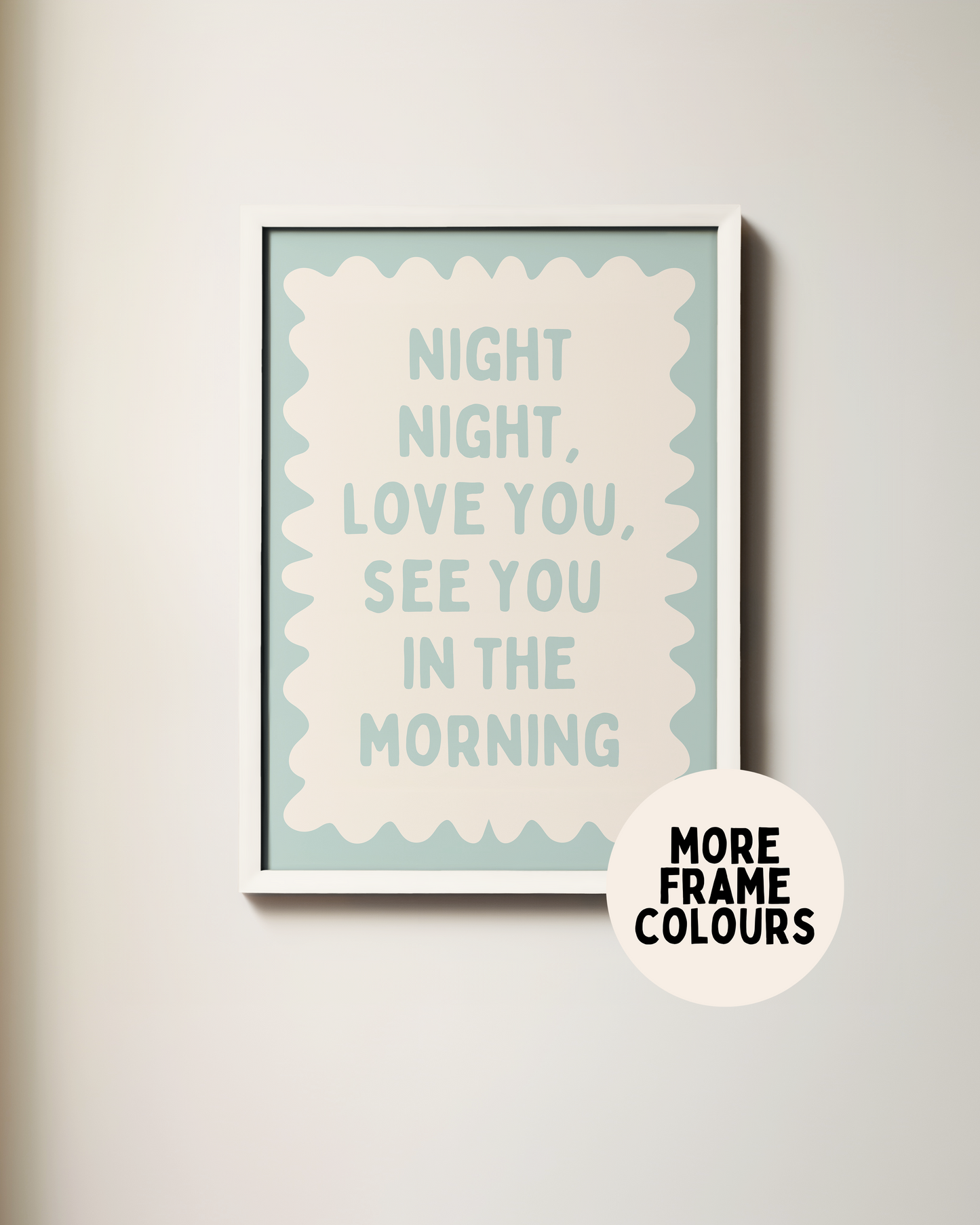 Framed | Night Night, Love You | Seafoam and Cream | Art Print