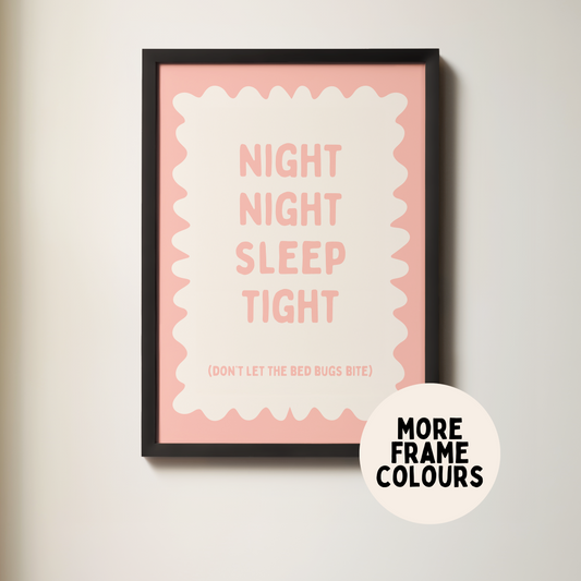 Framed | Night Night, Sleep Tight | Peach & Cream | Wall Art Print