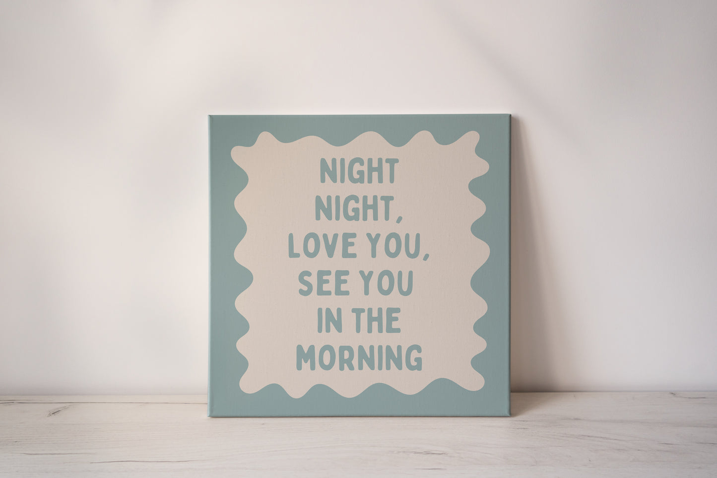 Night Night | Seafoam and Cream | Canvas