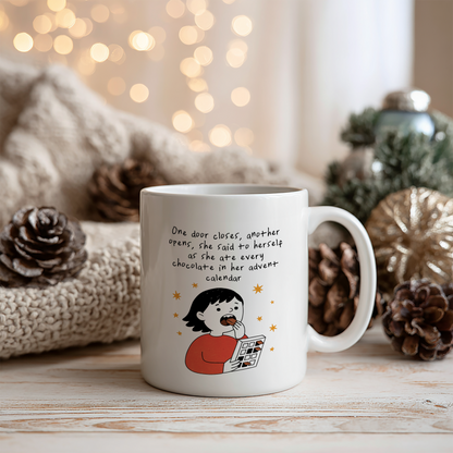 One Door Closes, Another Door Opens | Ceramic Christmas Mug