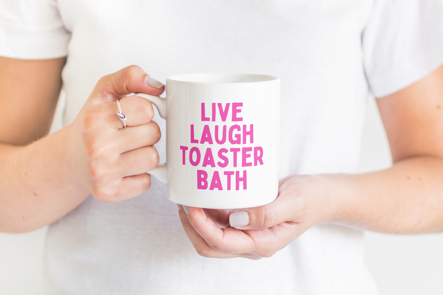 Bain grille-pain Live Laugh | Rose vif | Tasse en céramique