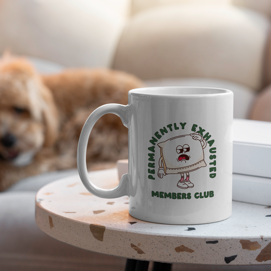 WISDOM & WONDER X HEY WONDER | Permanently Exhausted | Forest Green | Ceramic Mug