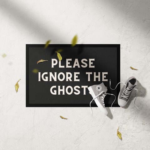 Please Ignore The Ghosts | Cream and Charcoal | Indoor Door Mat