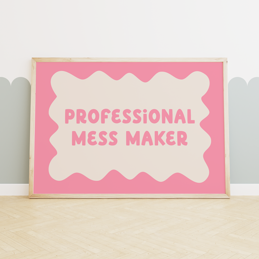 Professional Mess Maker | Blush Pink and Cream | Art Print
