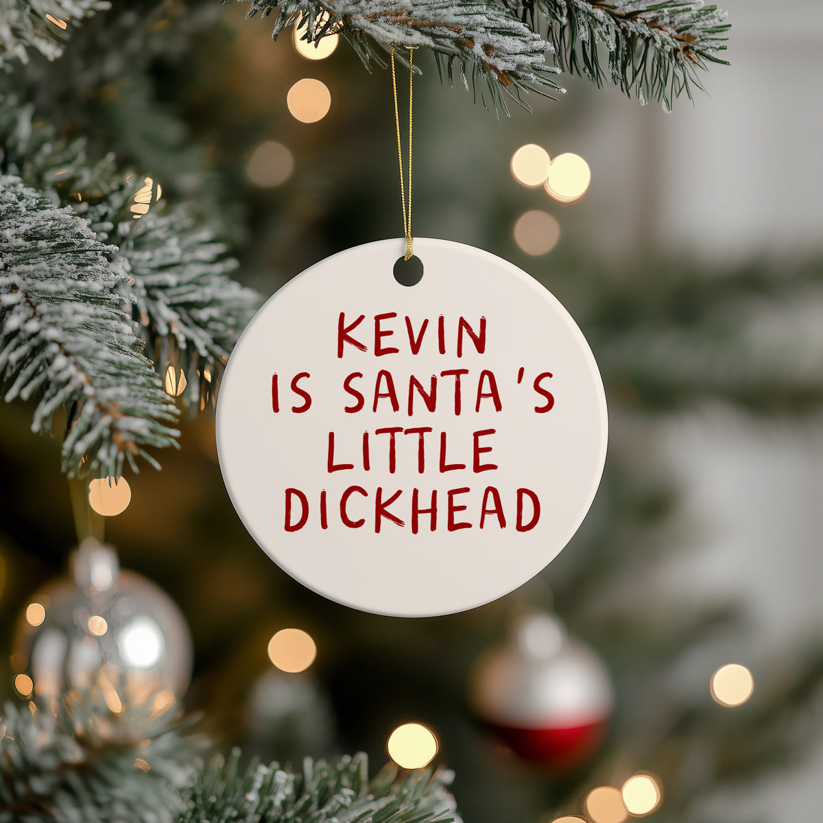 Personalised Christmas Bauble | Santa's Little Dickhead