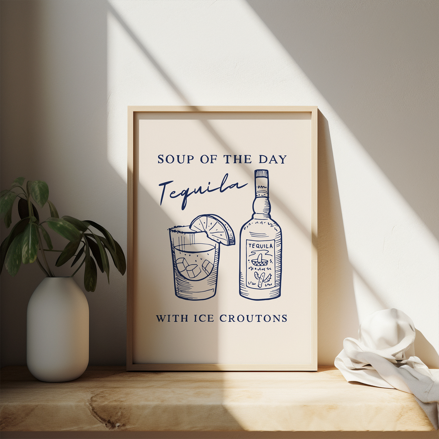 Soup Of The Day. Tequila | Navy and Cream | Art Print