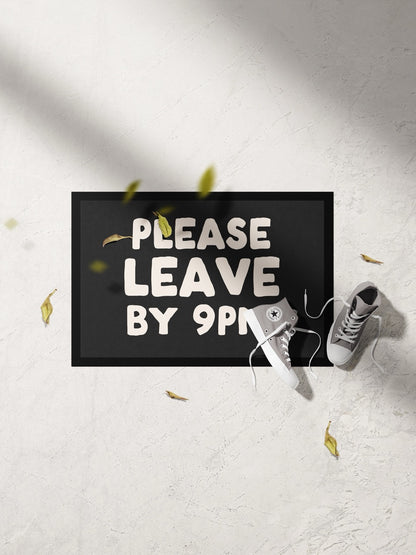 Please Leave By 9pm | Cream and Charcoal | Indoor Door Mat