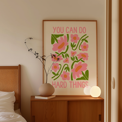 You Can Do Hard Things | Blush Pink and Cream | Art Print