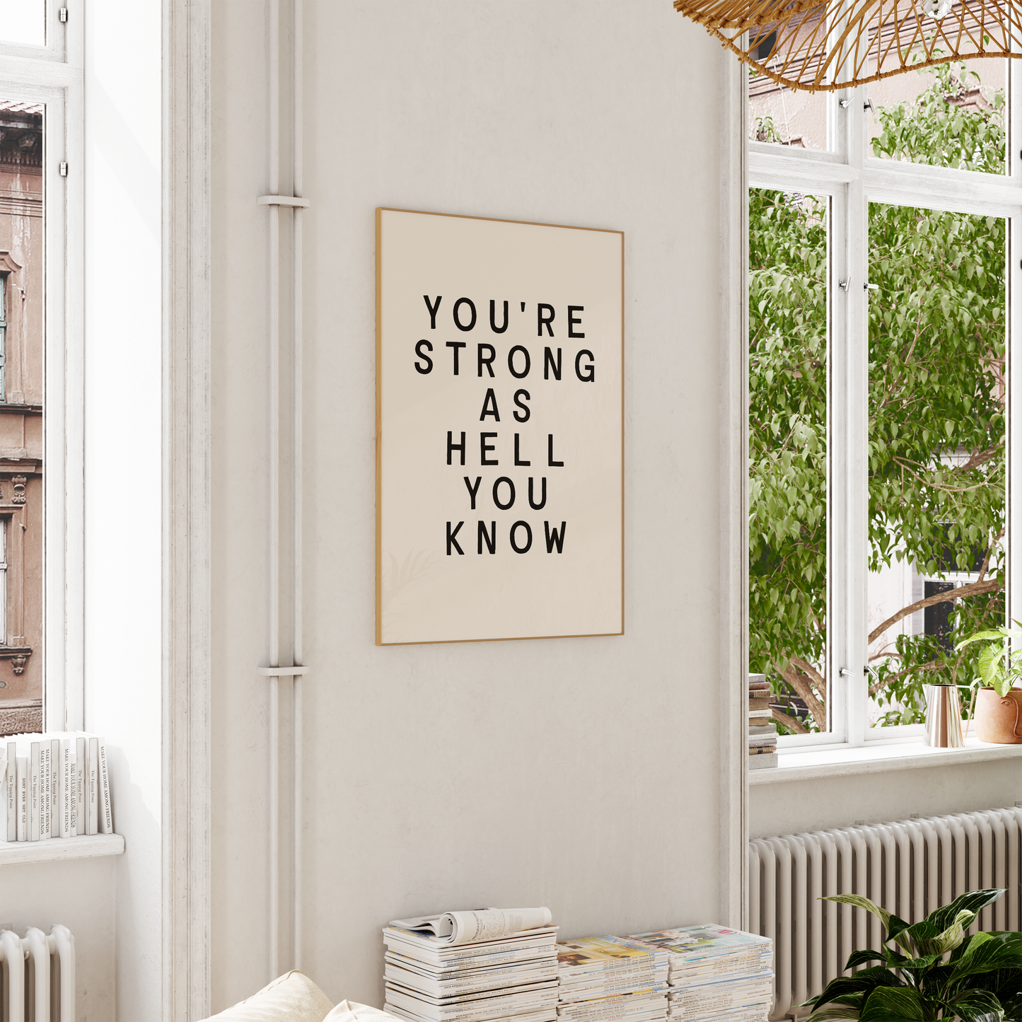 You're Strong As Hell You Know | Black and Cream | Art Print