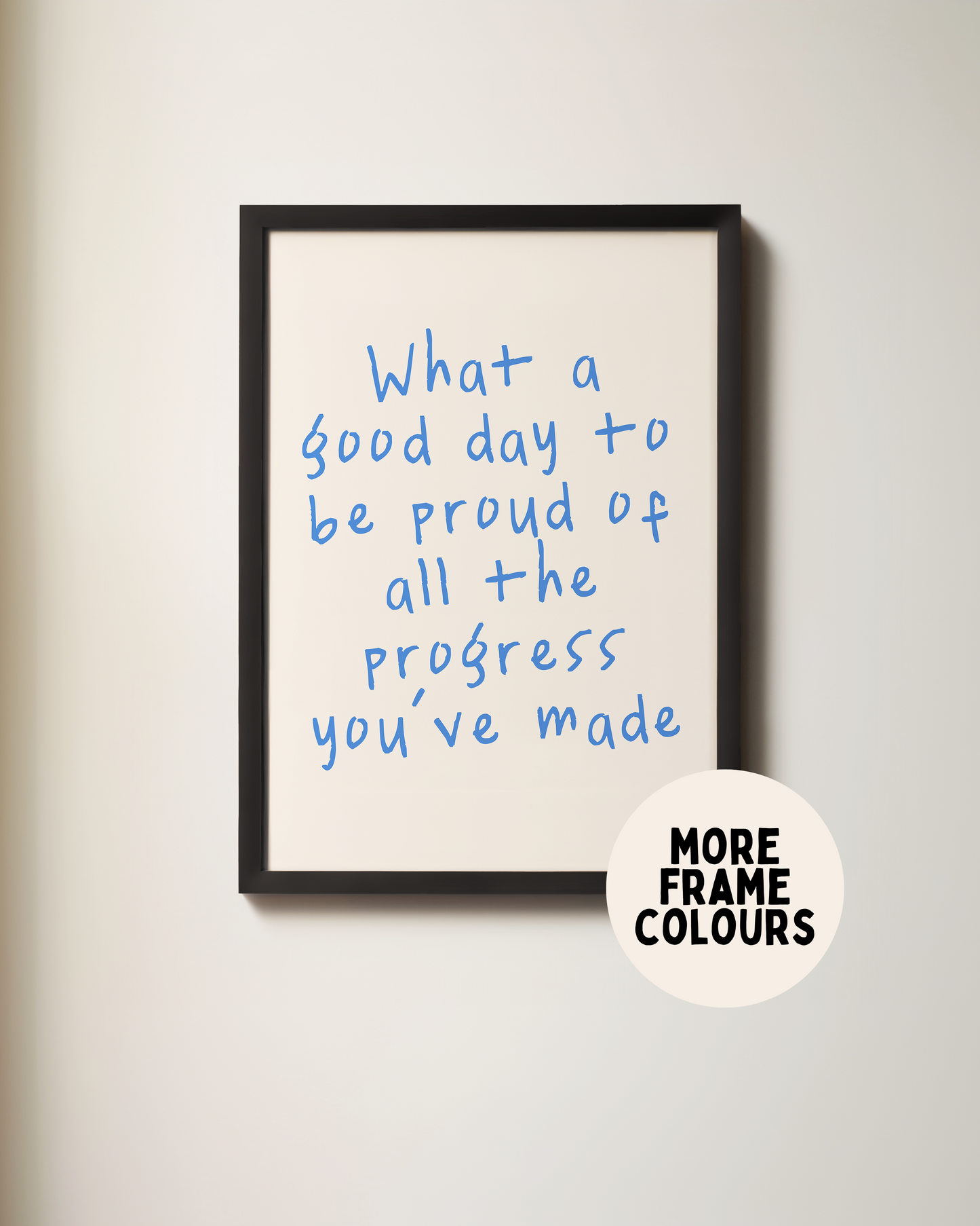 Framed | What A Good Day To Be Proud Of All The Progress You've Made | Blue and Cream | Art Print