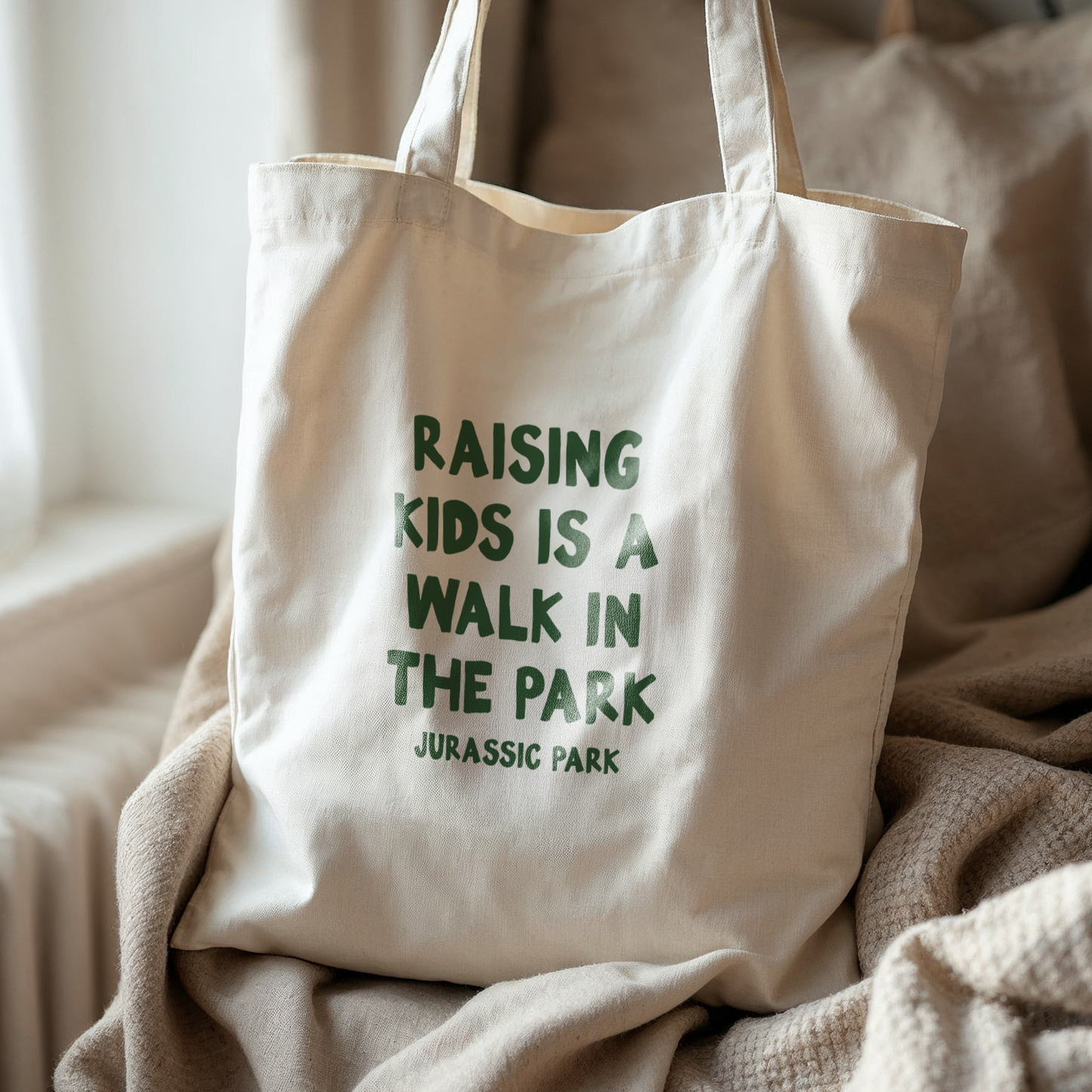 WISDOM & WONDER X HEY WONDER | Raising Kids Is A Walk In The Park | Organic Cotton Tote Bag