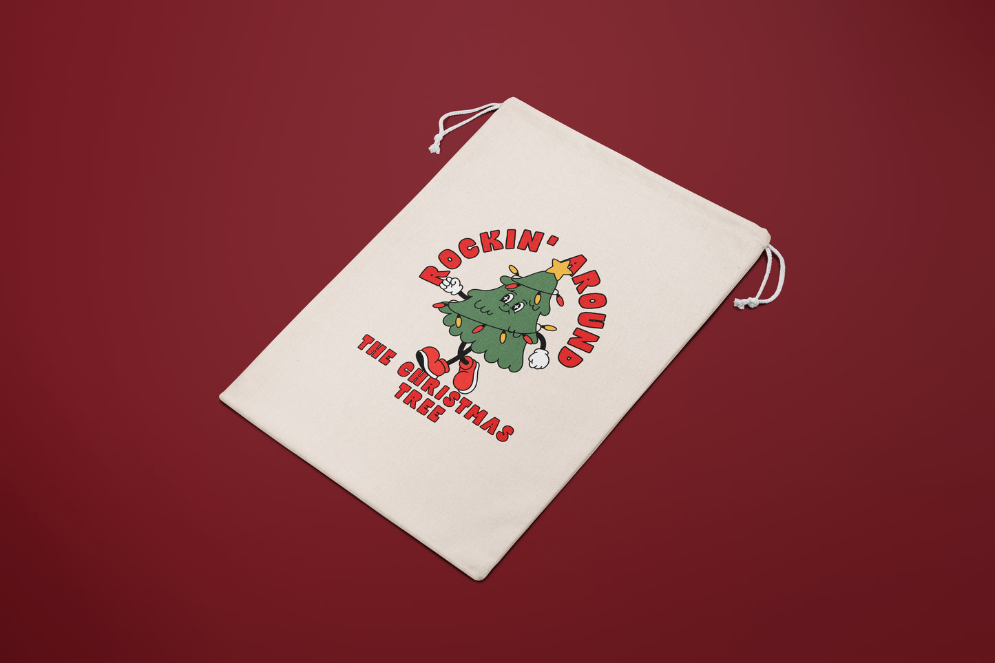 Rockin' Around The Christmas Tree | Premium Cotton Christmas Sack