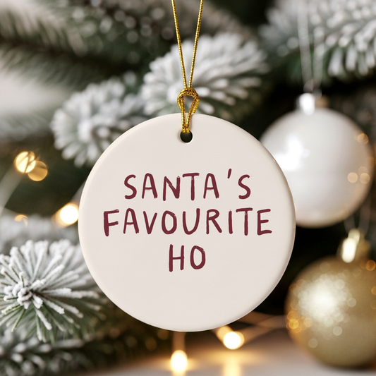 Santa's Favourite Ho | Ceramic Christmas Bauble Ornament