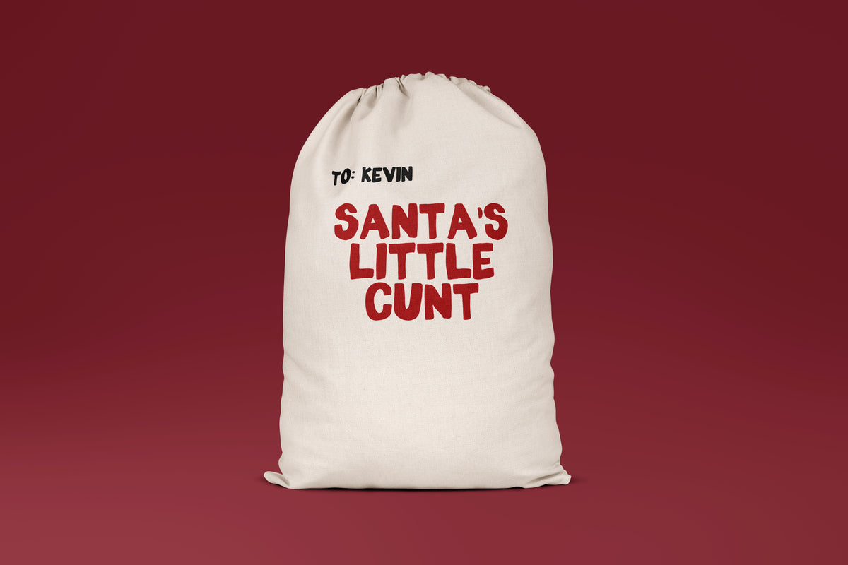 Santa's Little Cunt | Personalised | Premium Cotton Christmas Sack