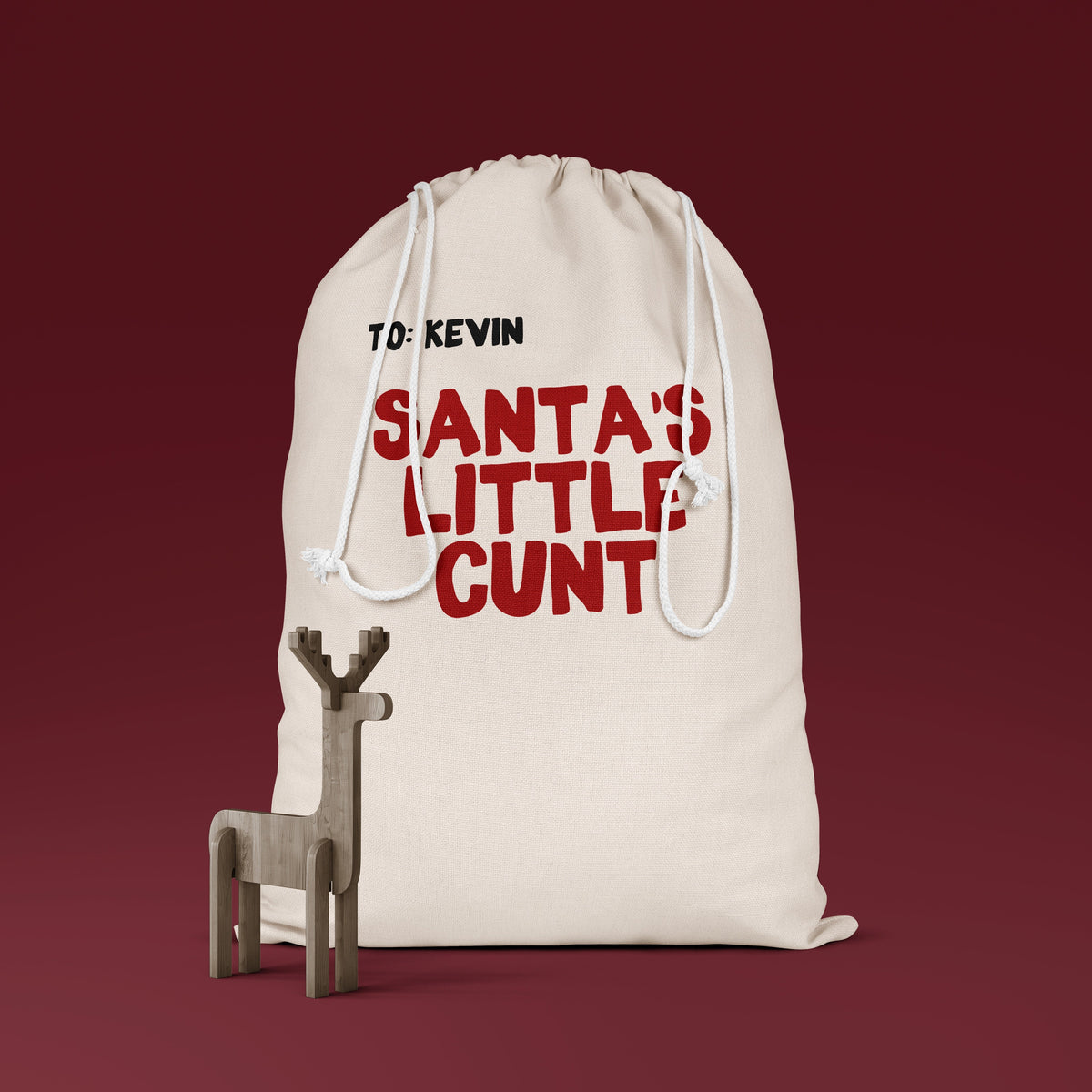 Santa's Little Cunt | Personalised | Premium Cotton Christmas Sack
