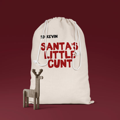 Santa's Little Cunt | Personalised | Premium Cotton Christmas Sack